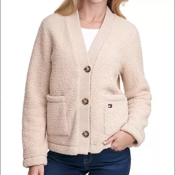 Tommy Hilfiger Sweaters - Tommy Hilfiger Faux-Fur cardigan size xl